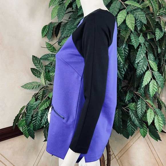 ELLEN TRACY PURPLE & BLACK ZIP BACK TUNIC - Picture 2 of 10